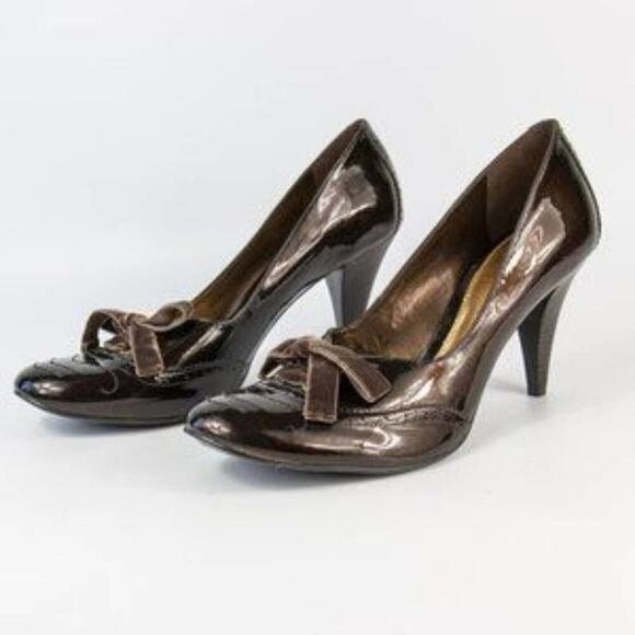 ANTONIO Melani‎ Patent Leather steampunk velvet ribbon laced heels size 11 - Picture 2 of 7